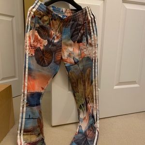 Flower Printing Adidas Track Pants